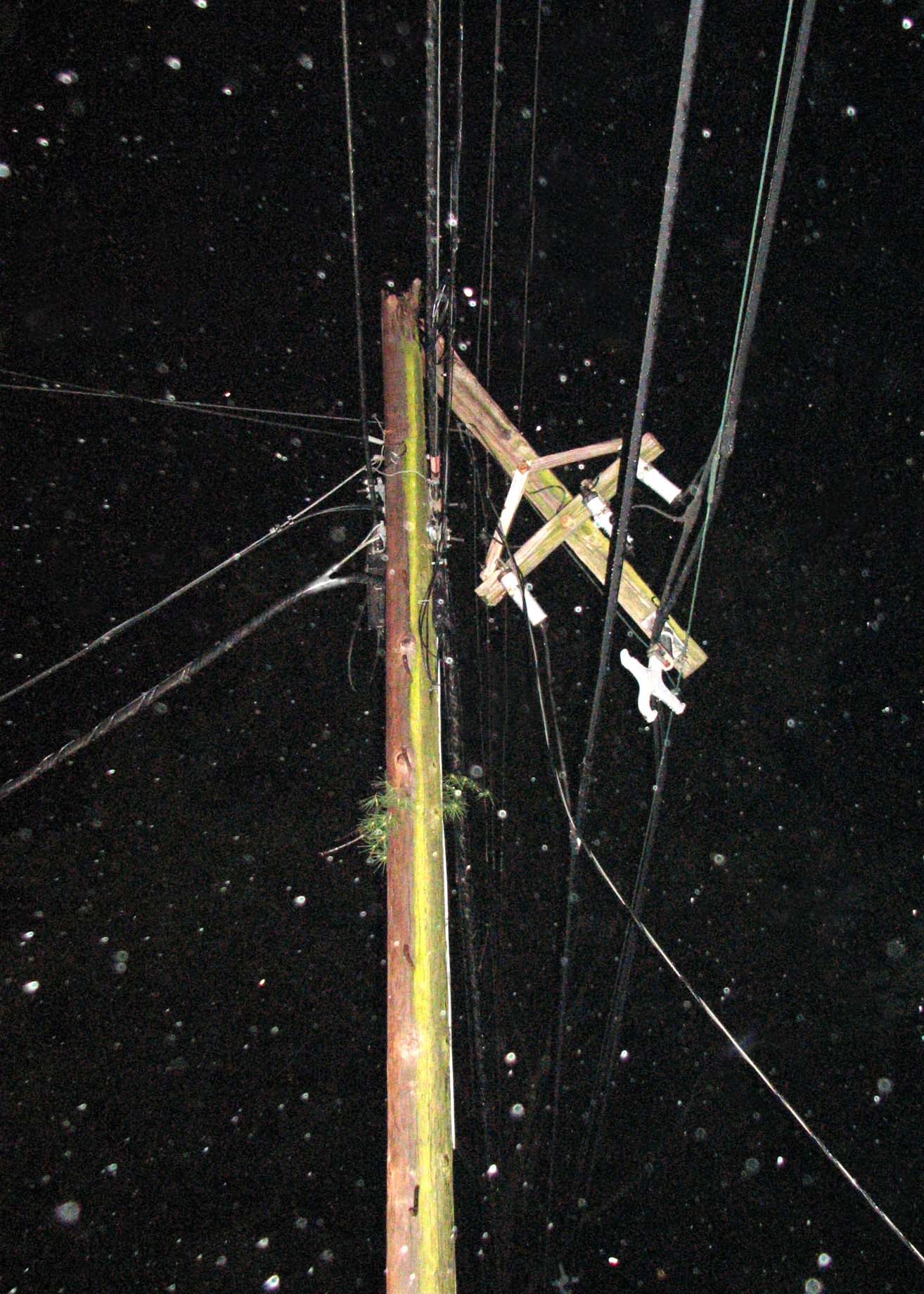 lightning hit telephone pole