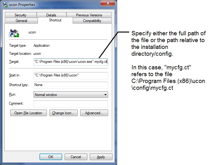 Shortcut properties